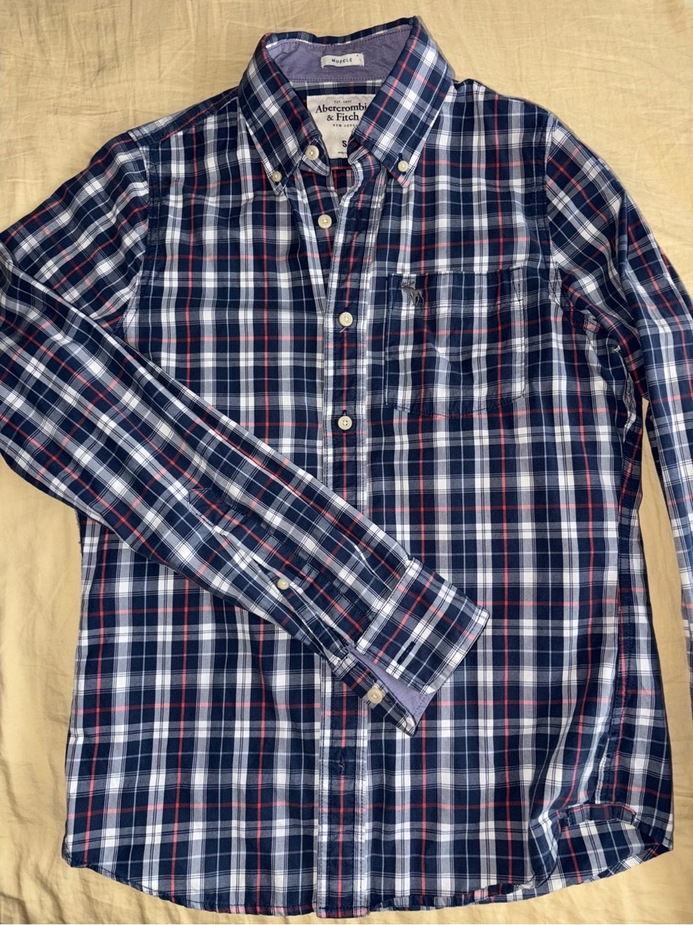 Abercrombie & Fitch checkered shirt long sleeve button up Mens size S